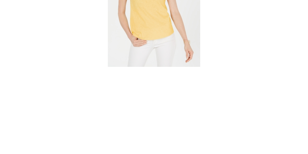 Charter Club Women's Cotton Lace Embellished T-Shirt Yellow Size Medium