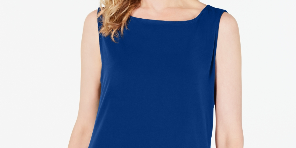Charter Club Women's Boat Neckline Top Blue Size Large