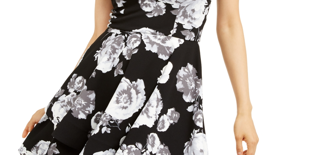 B Darlin Junior's Allover Floral Dress Black Size 7/8
