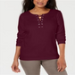 Karen Scott Women's Lace Up Long Sleeve Scoop Neck Top Red Size X-Small