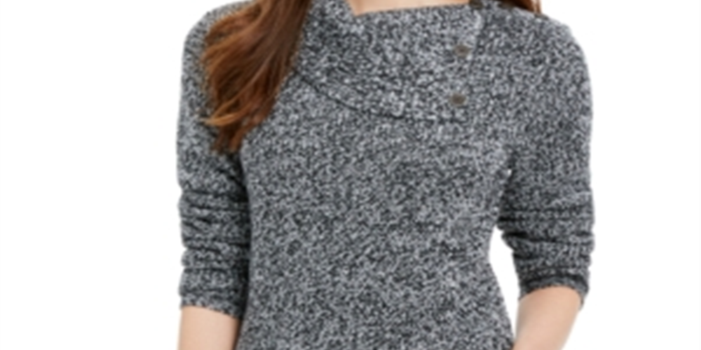 Style & Co Women's Embellished Ribbed Long Sleeve Cowl Neck Sweater White Size XX-Large