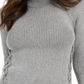 Style & Co Women's Mock Neck Lace Up Sweater Gray Size Petite M