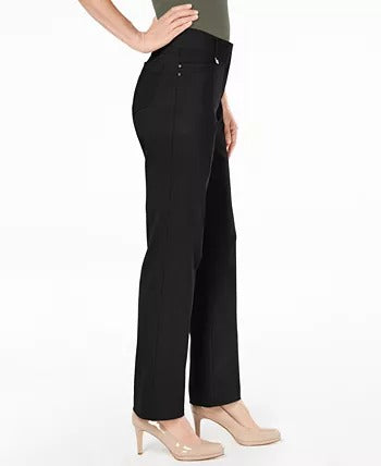 Jm Collection Regular and Short Length Curvy-Fit Straight-Leg Pants Black Size 14-S