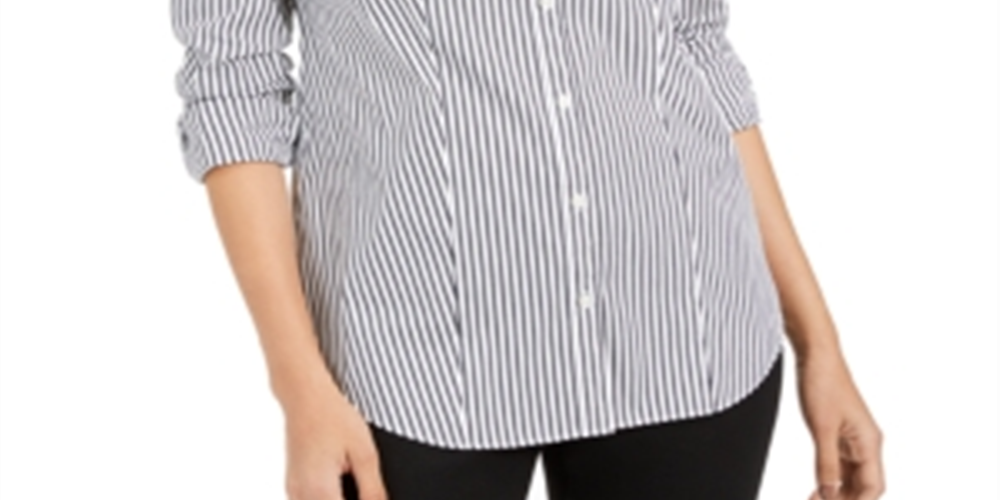 Charter Club Women's Striped Shirt Gray combo Size 6