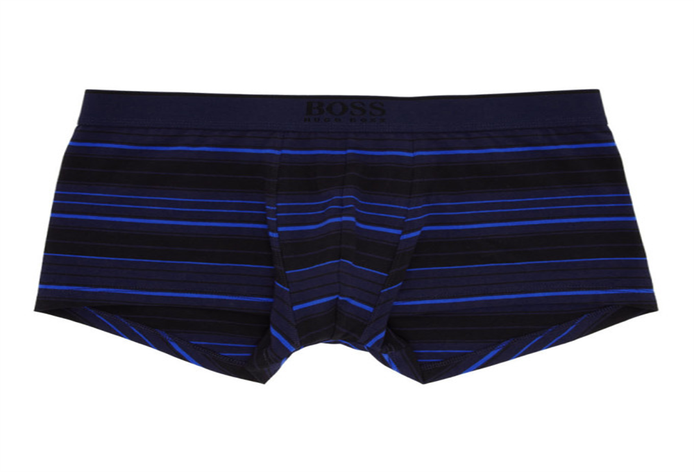 Boss Men's Stripe Boxer Briefs Blue Size Large