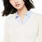 Charter Club Women's V Neck Cashmere Sweater White Size X-Large