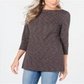 Karen Scott Women's Womens 3/4 Sleeve Jewel Neck Top Gray Size Large