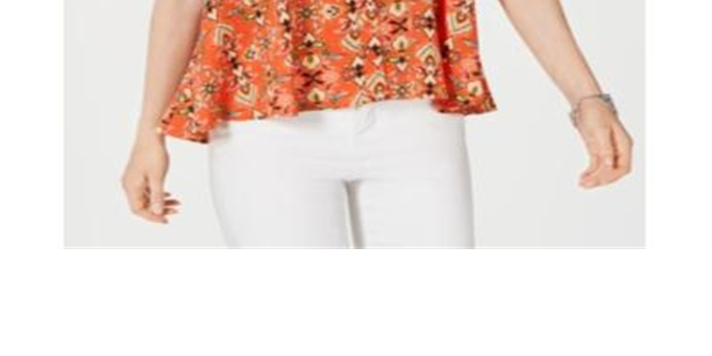 Style & Co Women's  Printed Sleeveless High Low Swing Top Orange Size PP