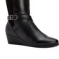 Giani Bernini Women's Buckle Accent Round Toe Wedge Zip up Heeled Boots Black Size 5.5 M