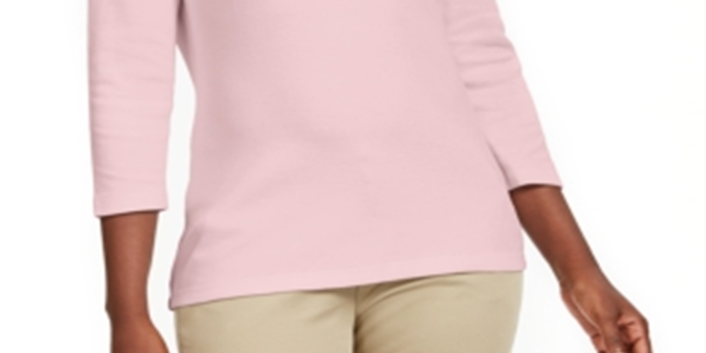 Karen Scott Women's Grommet Neck Cotton Top Pink Size X-Small