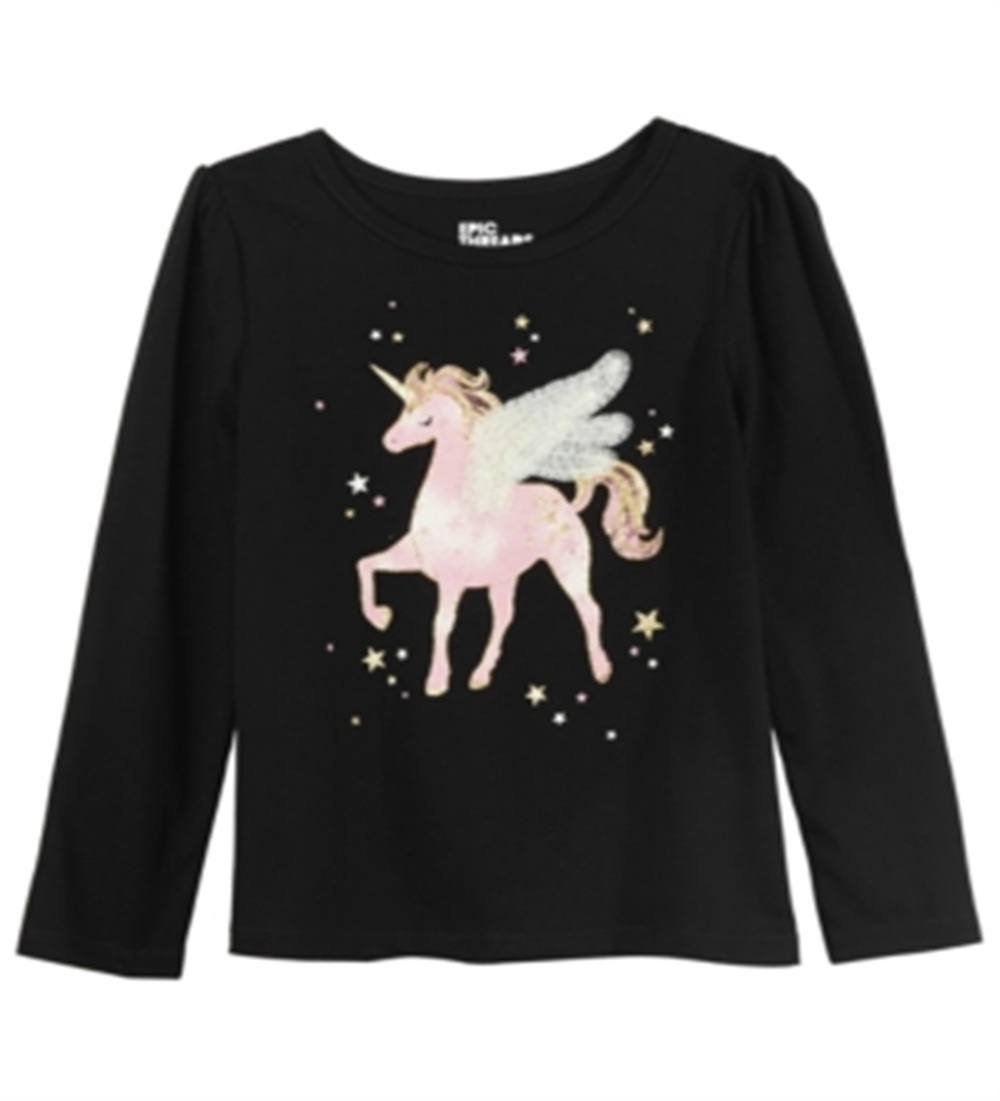Epic Threads Toddler Girl's Winged Unicorn T-Shirt Black Size 4T
