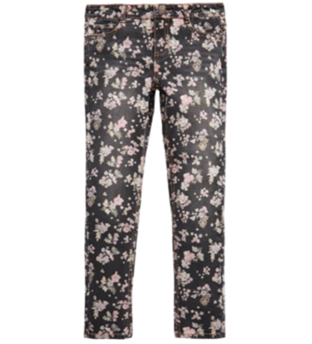 Epic Threads Big Girl's Floral Print Skinny Jeans Black Size 12