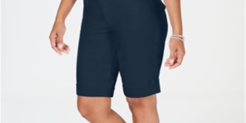 Charter Club Women's Pocketed Zippered Shorts Size 6 Blue Size 6