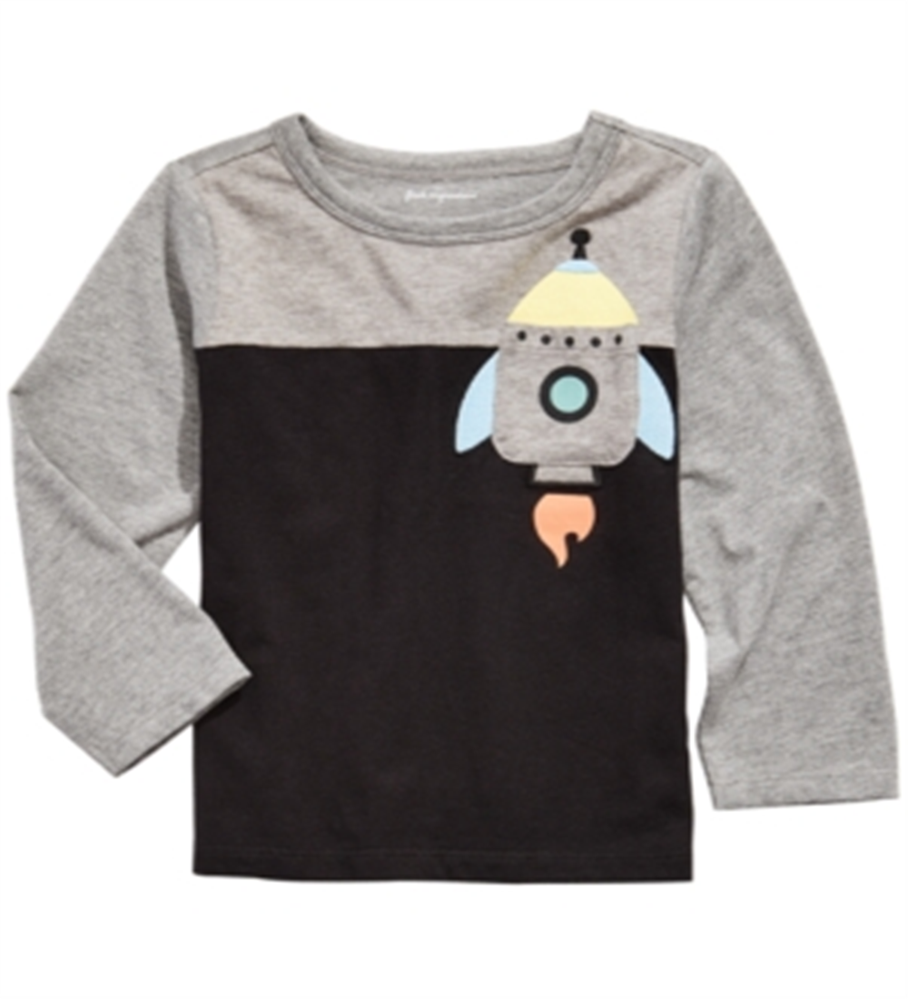 First Impressions Infant Boy's Rocket Print Pocket T-shirt-3-6 Months Black Size 3-6MOS