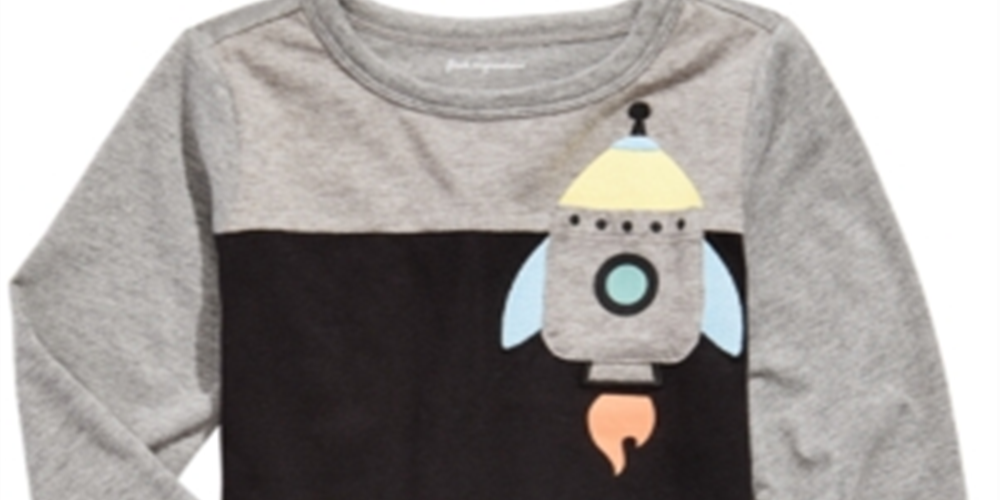 First Impressions Infant Boy's Rocket Print Pocket T-shirt-3-6 Months Black Size 3-6MOS