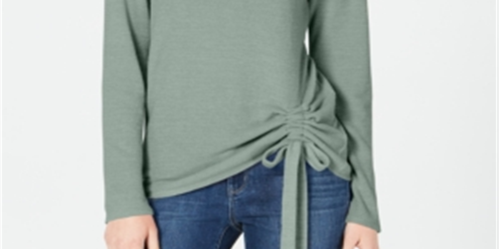 INC International Concepts Women's Tunnel Strap Long Sleeves Tunic Sweater Green Size Small