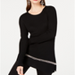 INC International Concepts Women's Asymmetrical Embellished Tunic Black Size X-Small