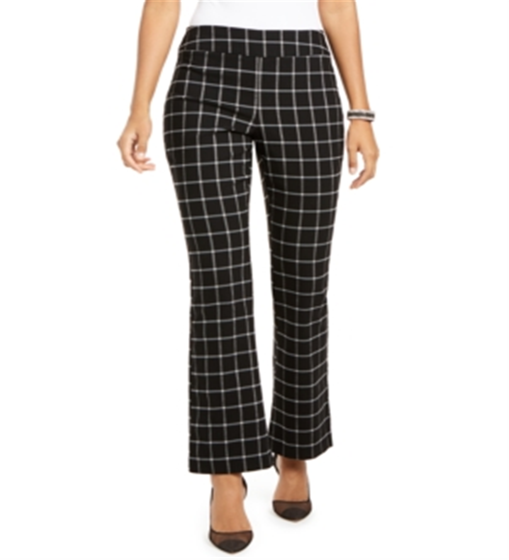 Inc Windowpane Bootcut Pants Black Size 18