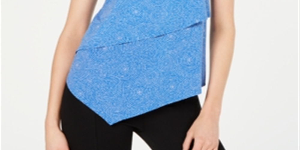 Alfani Women's Asymmetrical Overlay Top Blue Size Petite S