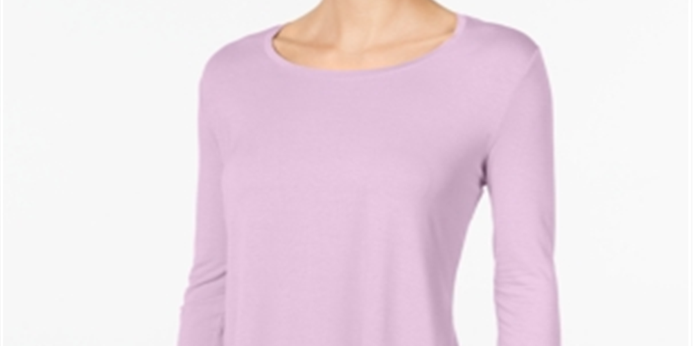 JM Collection Women's Scoop Neck Top Purple Size Petite L