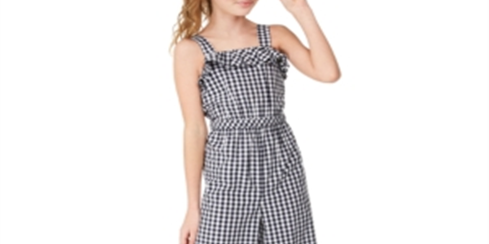 Charter Club Big Girl's Mommy & Me Gingham Jumpsuit Blue Size Medium