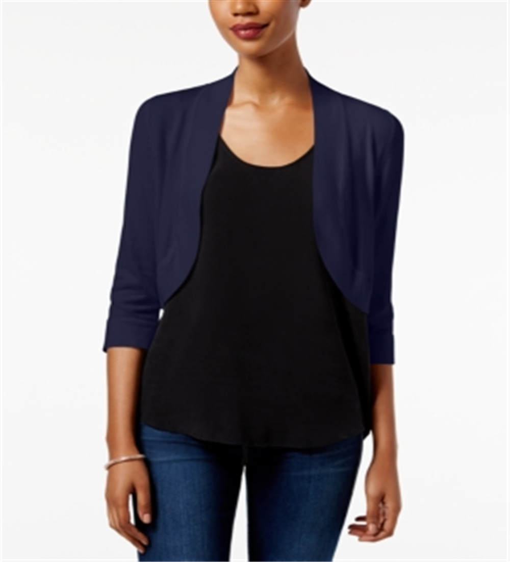 Jessica Howard Women's 3/4 Sleeve Open Cardigan Topl Blue Size Large