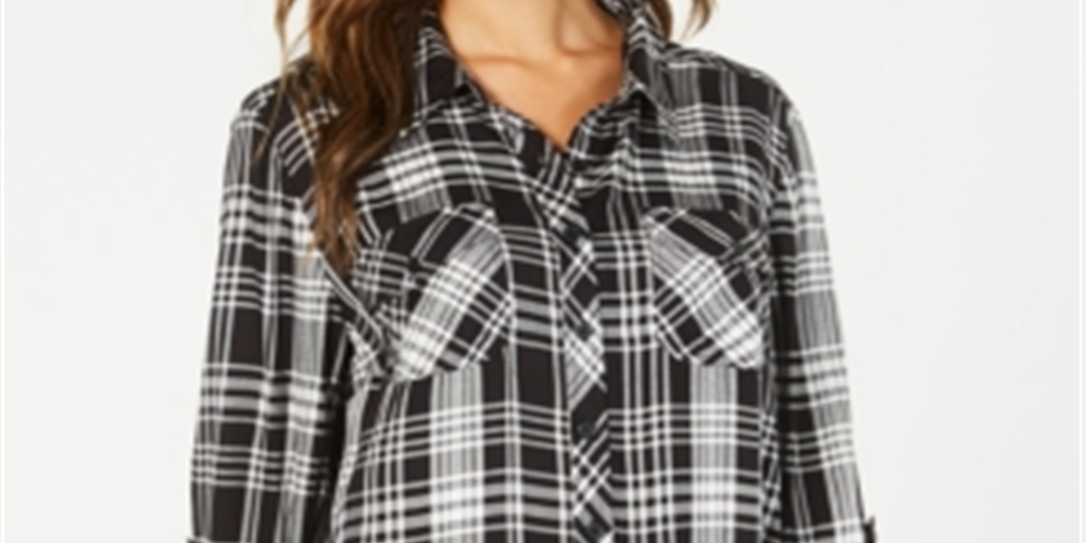 Style & Co Women's Plaid Tunic Black Size Small