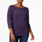 Karen Scott Women's Cotton Boat Neck Top Purple Size Small