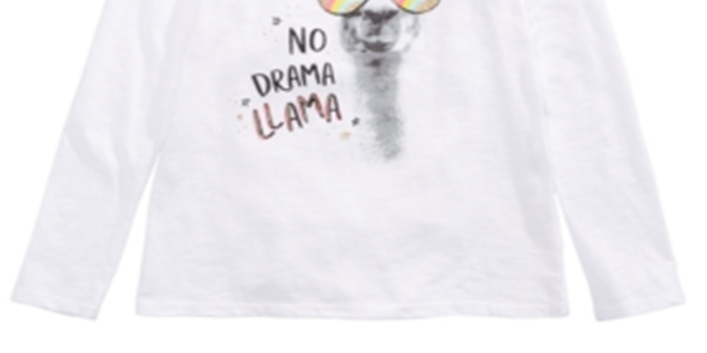 Epic Threads Big Girl's No Drama Llama T-Shirts White Size Small