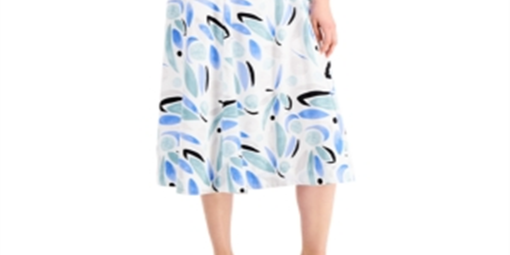 Alfani Women's Printed Fit & Flare Dress Blue Size 4 Petite