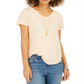 Style & Co Women's V Neck Knit T-Shirt Orange Size Medium