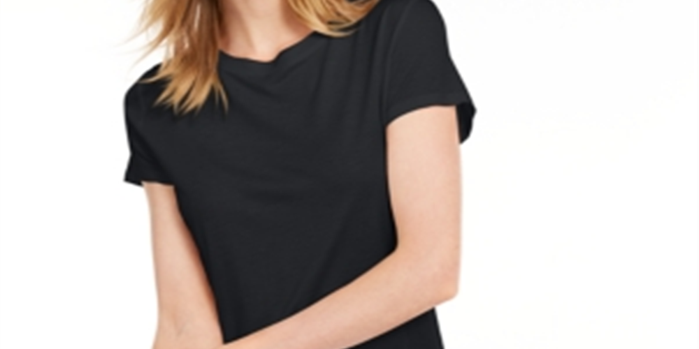 Maison Jules Women'sTie Back Solid T-Shirt Black Size Medium