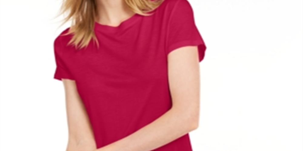 Maison Jules Women's Tie Back Solid T-Shirt Red Size XX-Large