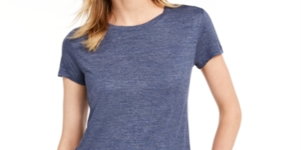 Maison Jules Women's Tie Back Solid T-Shirt Blue Size Medium