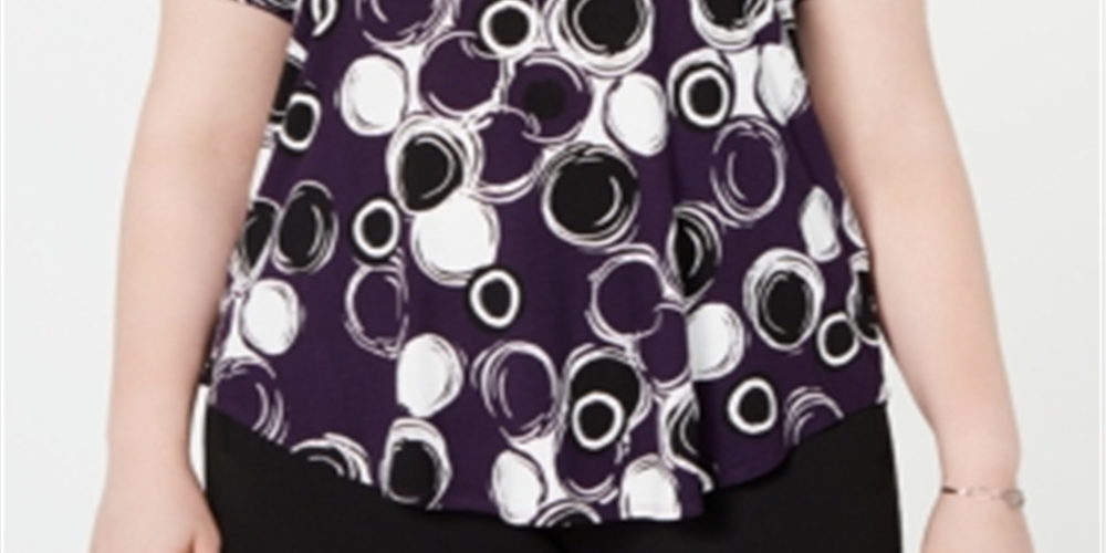 Alfani Women's Printed T-Shirt Purple Size 4X