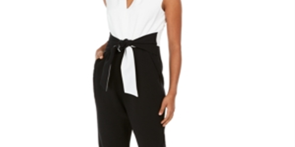 Jessica Howard Women's Jumpsuit V Neck Bow White Size 8