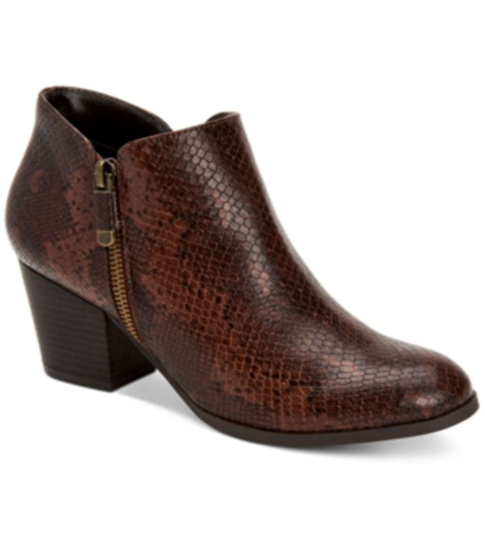 Style & Co Women's Masrinaa Faux Leather Double Zip Booties Brown Size 9 M