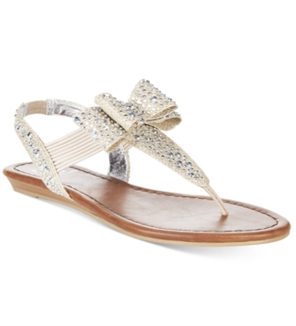 Material Girl Women's Shayleen Open Toe Casual T-Strap Sandals Gray Size 7.5M