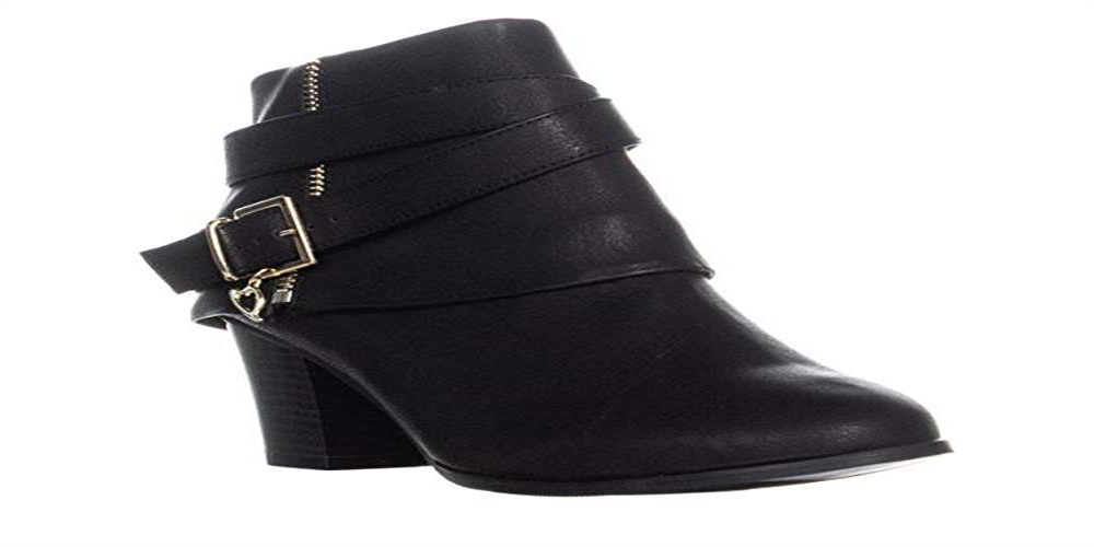 Thalia Sodi Women's Tully Faux Leather Block Heel Booties Black Size 5 M