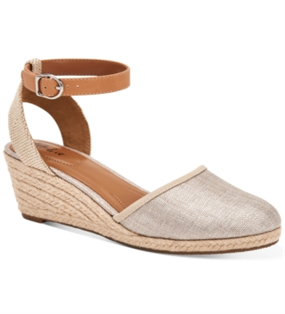 Style & Co. Womens Mailena Faux Leather Wedge Sandals Brown Size 8.5 M
