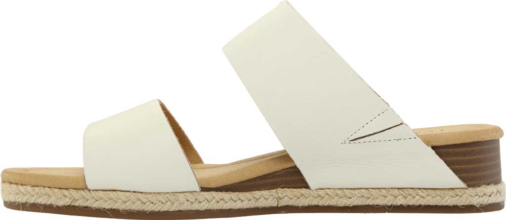 Lucky Brand Women's Leather Dual Strap Slip on Espadrille Wedge Slide Sandals White Size 8 M