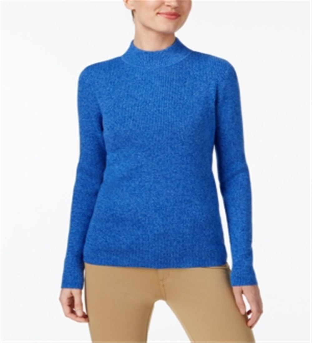 Karen Scott Women's Cotton Mock Neck Sweater Blue Size X-Small