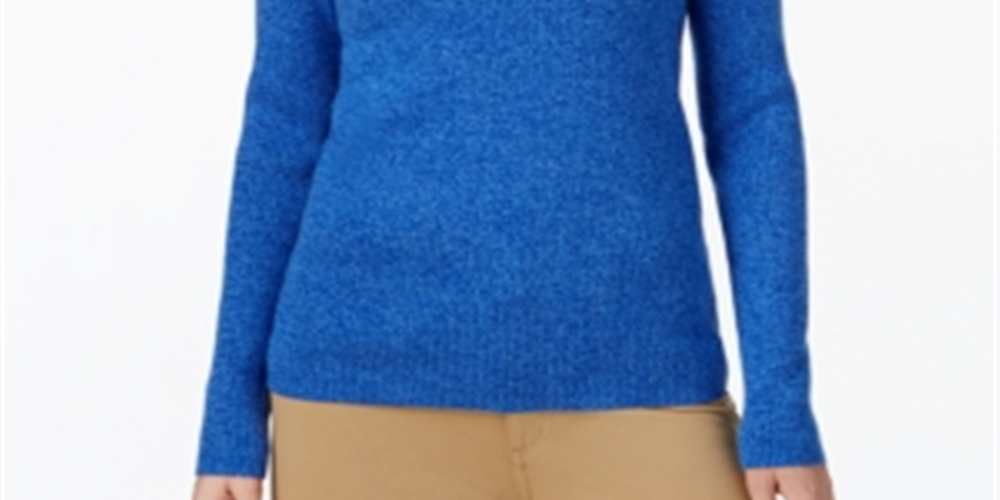 Karen Scott Women's Cotton Mock Neck Sweater Blue Size X-Small