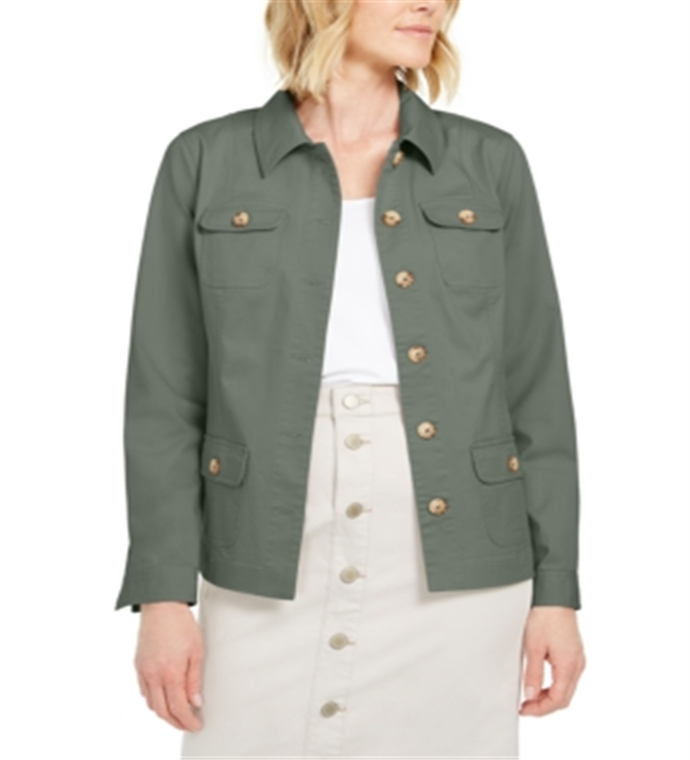 Charter Club Women's 4 Pocket Denim Jacket Green Size X-Small