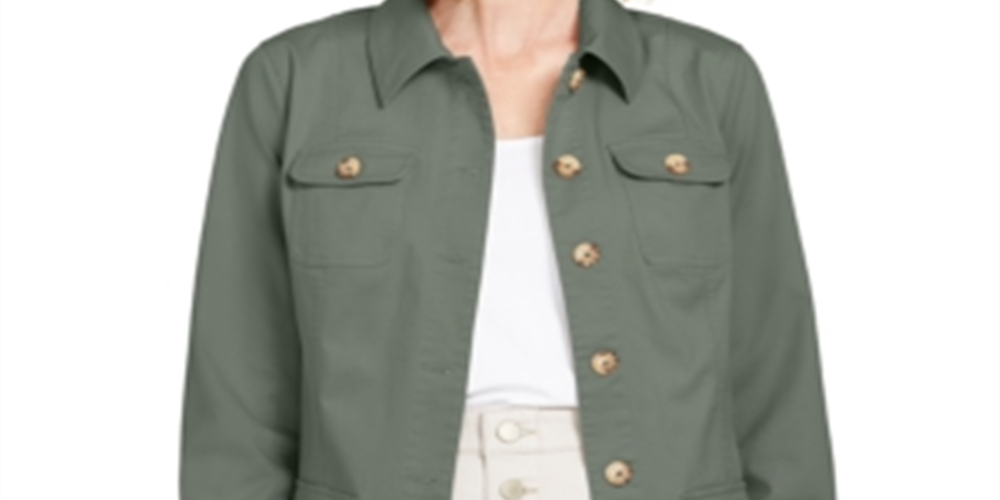Charter Club Women's 4 Pocket Denim Jacket Green Size X-Small