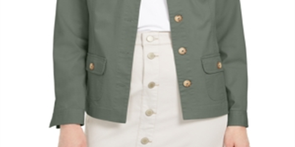 Charter Club Women's 4 Pocket Denim Jacket Green Size X-Small