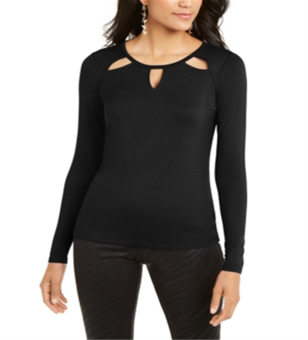 Thalia Sodi Women's Neckline Cutout Top Black Size XX-Large