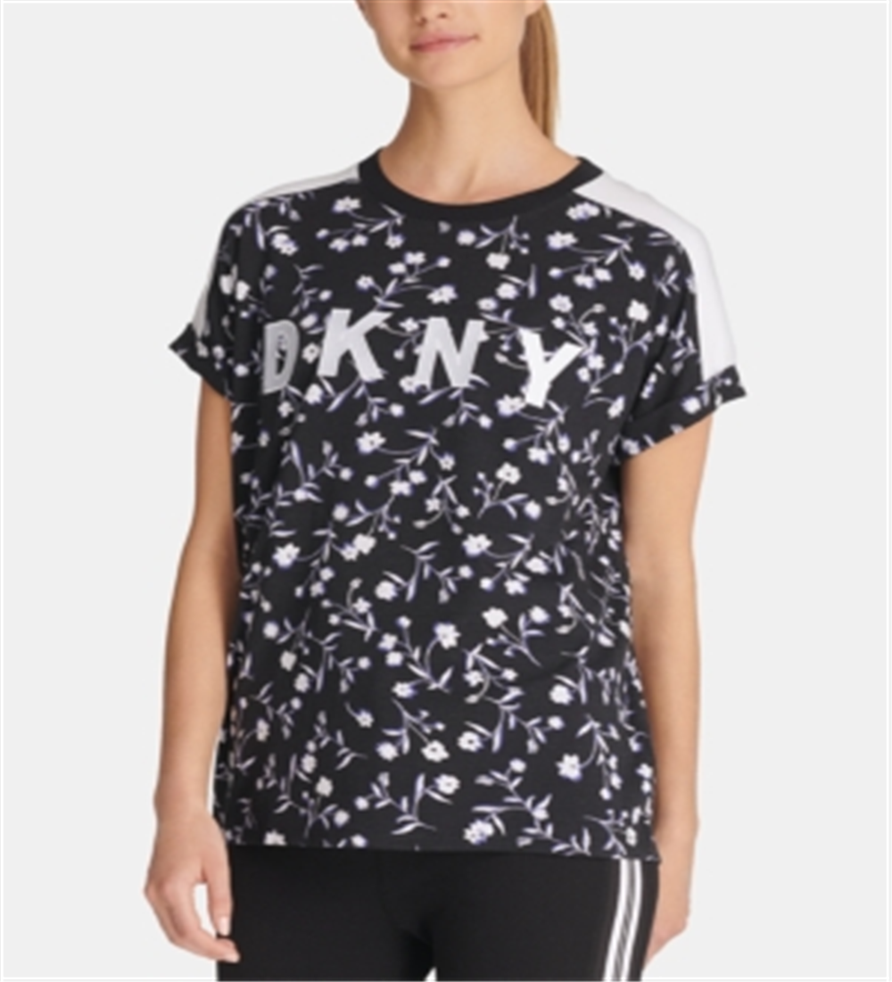 DKNY Women's Logo Relaxed T-Shirt Black Size Small