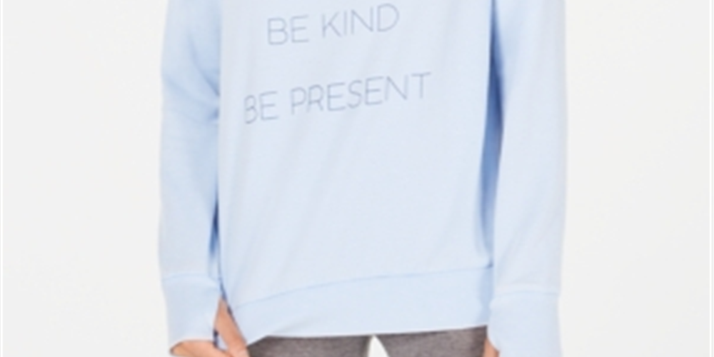 Ideology Women's Be Loving Fitness Activewear Sweatshirt Blue Size X-Small