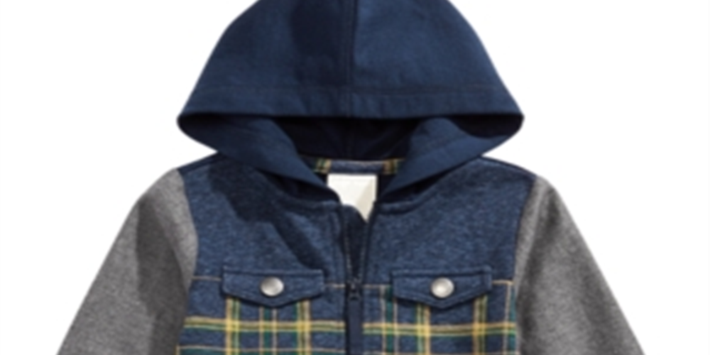 First Impressions Boy's Hooded Patchwork Jacket Various Blue Size 12MOS